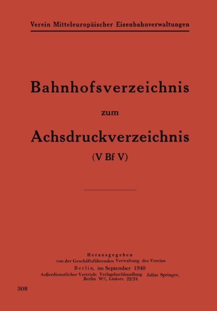 Bahnhofsverzeichnis zum Achsdruckverzeichnis