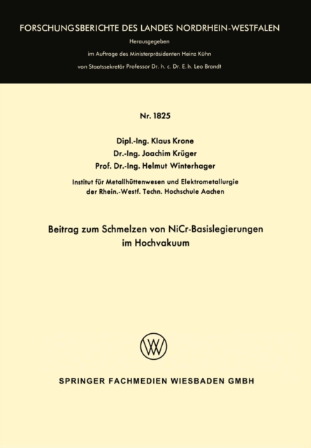 Beitrag zum Schmelzen von NiCr-Basislegierungen im Hochvakuum