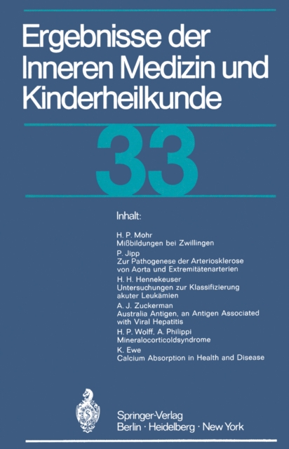 Ergebnisse der Inneren Medizin und Kinderheilkunde