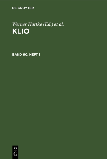 Klio. Band 60, Heft 1