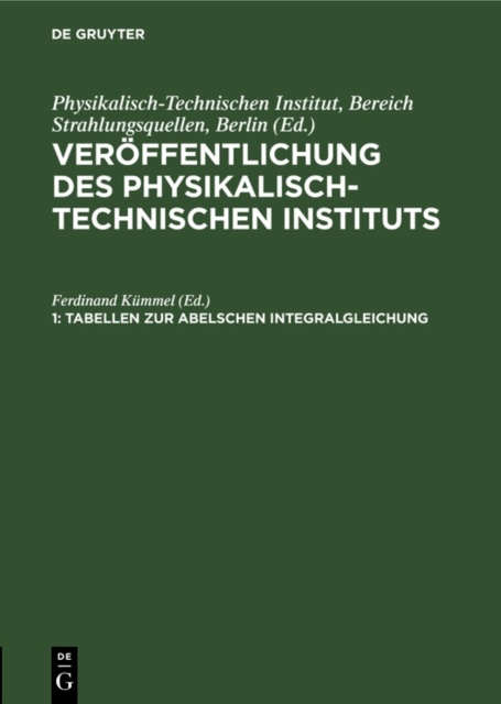 Tabellen zur Abelschen Integralgleichung