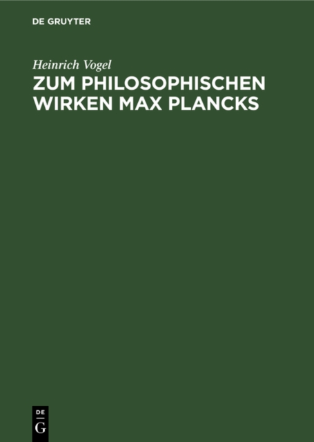 Zum philosophischen Wirken Max Plancks