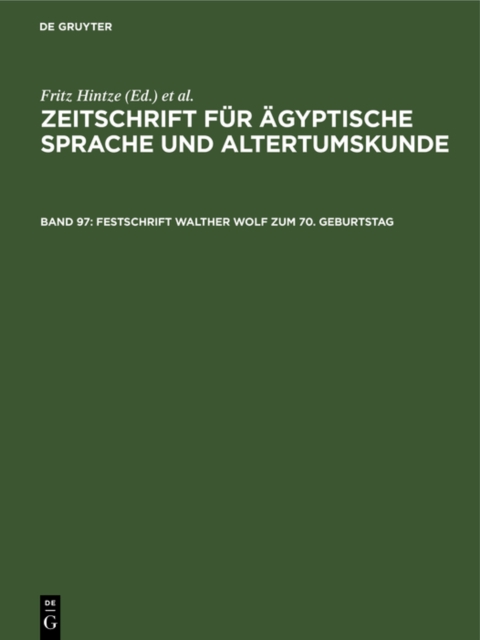 Festschrift Walther Wolf zum 70. Geburtstag