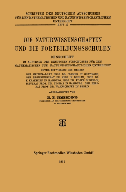 Die Naturwissenschaften und die Fortbildungsschulen