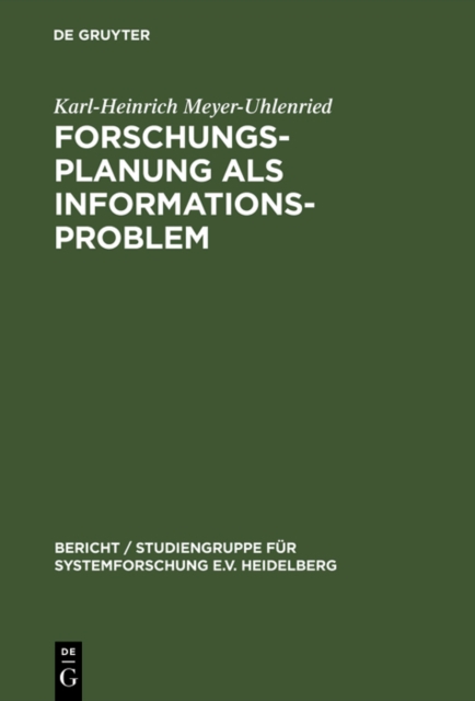Forschungsplanung als Informationsproblem
