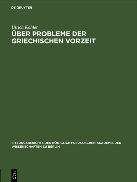 Uber Probleme der griechischen Vorzeit