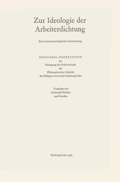 Zur Ideologie der Arbeiterdichtung