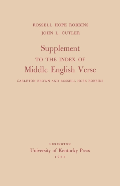 Supplement to the Index of Middle English Verse