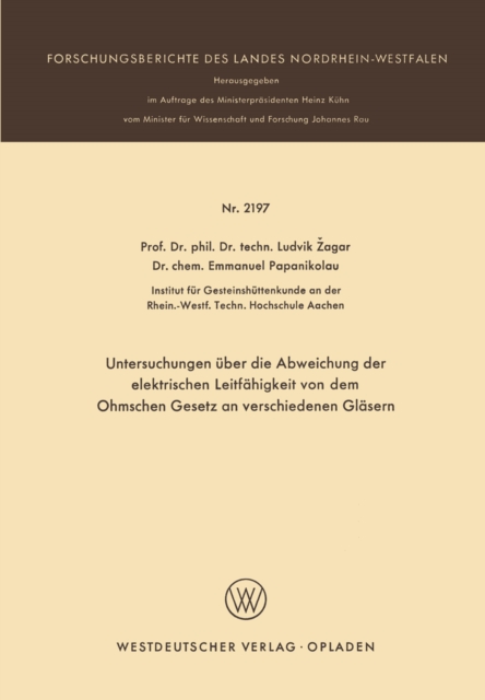 Untersuchungen über die Abweichung der elektrischen Leitfähigkeit von dem Ohmschen Gesetz an verschiedenen Gläsern