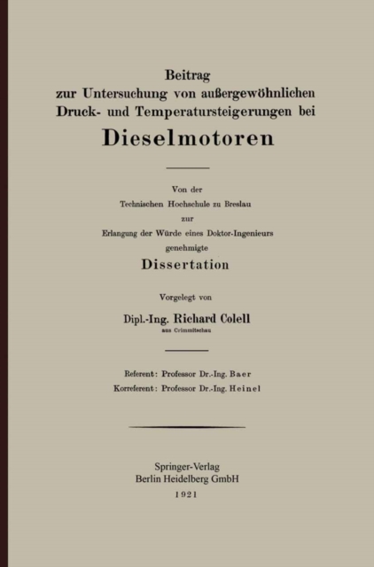 Beitrag zur Untersuchung von außergewöhnlichen Druck- und Temperatursteigerungen bei Dieselmotoren