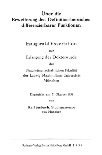 Über die Erweiterung des Definitionsbereiches differenzierbarer Funktionen