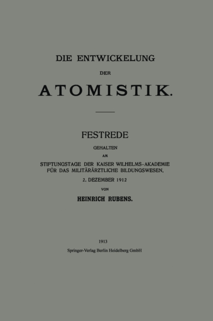 Die Entwickelung der Atomistik