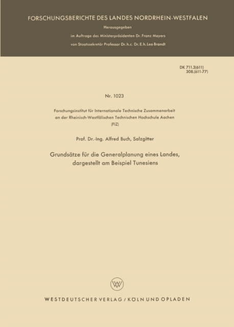 Grundsätze für die Generalplanung eines Landes, dargestellt am Beispiel Tunesiens