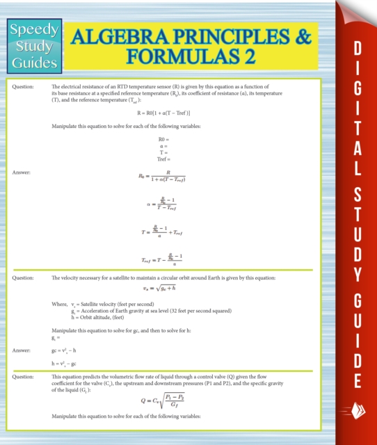 Algebra Principles And Formulas 2 (Speedy Study Guides)