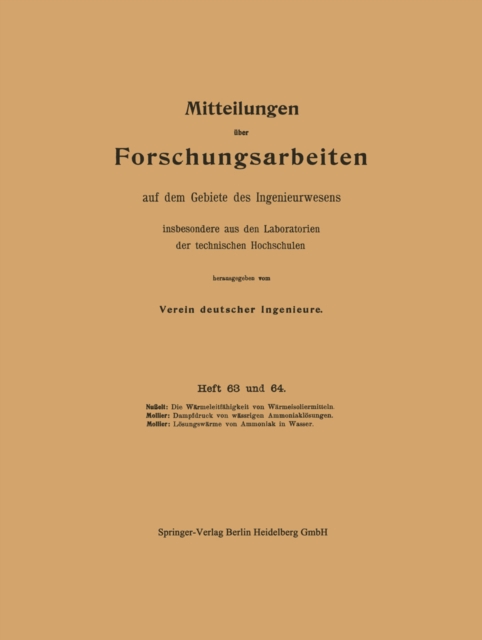Mitteilungen über Forschungsarbeiten auf dem Gebiete des Ingenieurwesens