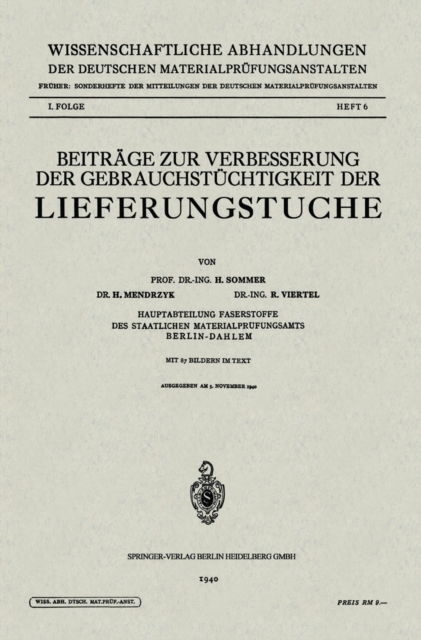 Beiträge zur Verbesserung der Gebrauchstüchtigkeit der Lieferungstuche