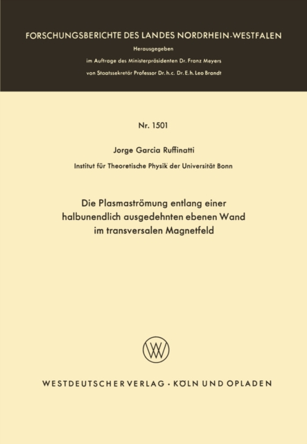 Die Plasmaströmung entlang einer halbunendlich ausgedehnten ebenen Wand im transversalen Magnetfeld