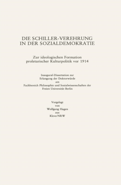 Die Schiller-Verehrung in der Sozialdemokratie