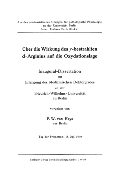 Über die Wirkung des γ-bestrahlten d-Arginins auf die Oxydationslage