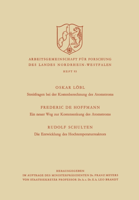 Streitfragen bei der Kostenberechnung des Atomstroms. Ein neuer Weg zur Kostensenkung des Atomstroms. Die Entwicklung des Hochtemperaturreaktors