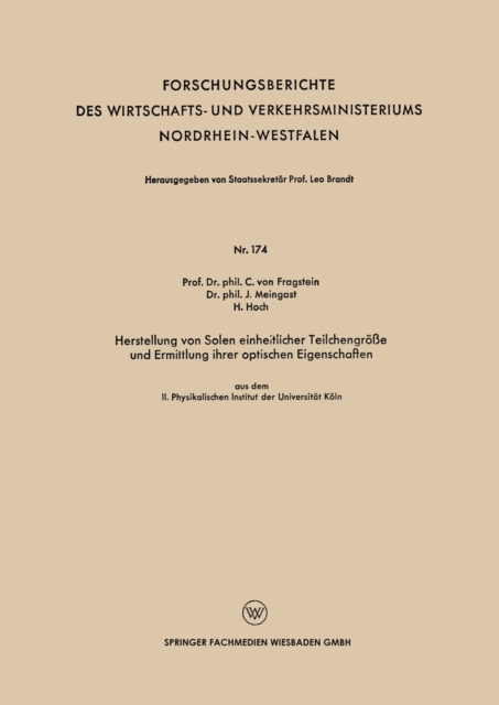 Herstellung von Solen einheitlicher Teilchengröße und Ermittlung ihrer optischen Eigenschaften
