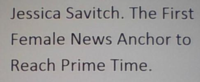 Jessica Savitch. The  First Female News Anchor To Reach Prime Time.