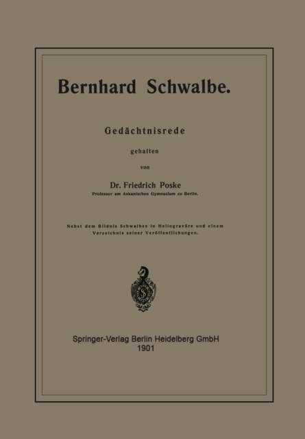 Bernhard Schwalbe. Gedächtnisrede