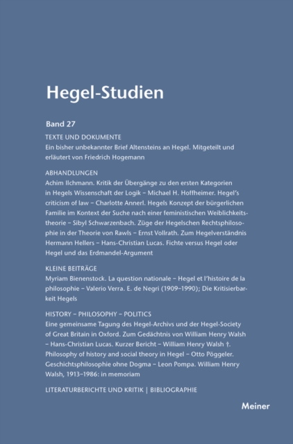 Hegel-Studien Band 27