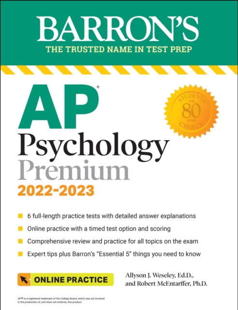 AP Psychology Premium, 2022-2023: Comprehensive Review with 6 Practice Tests + an Online Timed Test Option