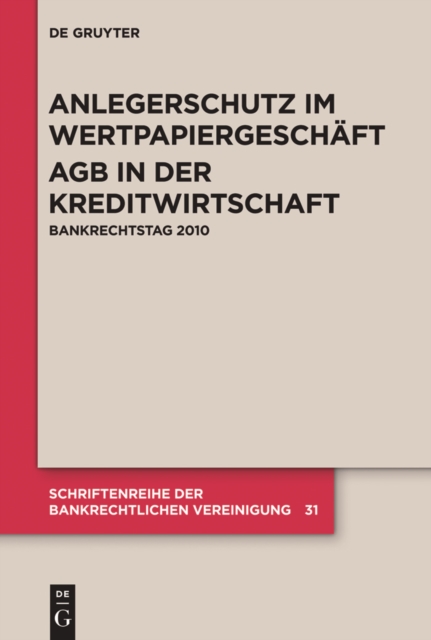 Anlegerschutz im Wertpapiergeschäft. AGB in der Kreditwirtschaft