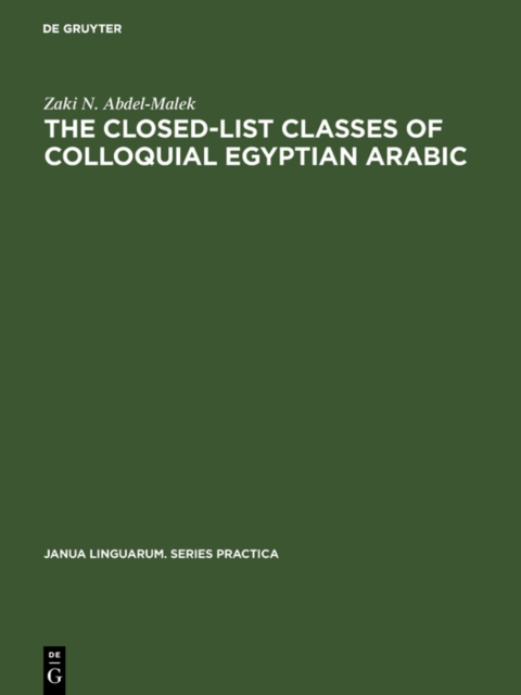 Closed-List Classes of Colloquial Egyptian Arabic