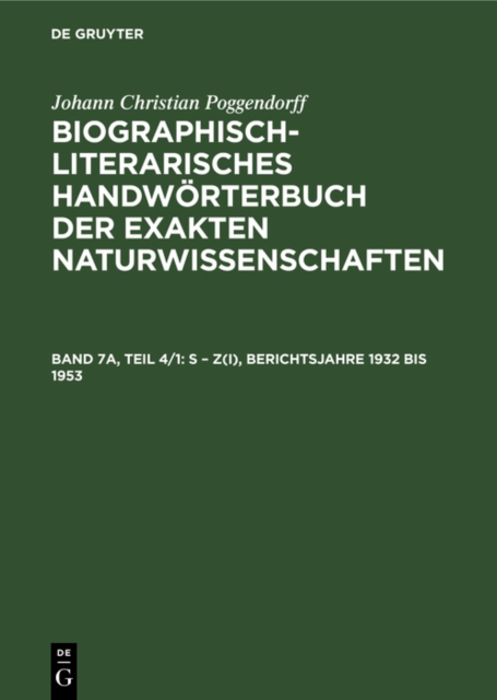 S - Z(I), Berichtsjahre 1932 bis 1953