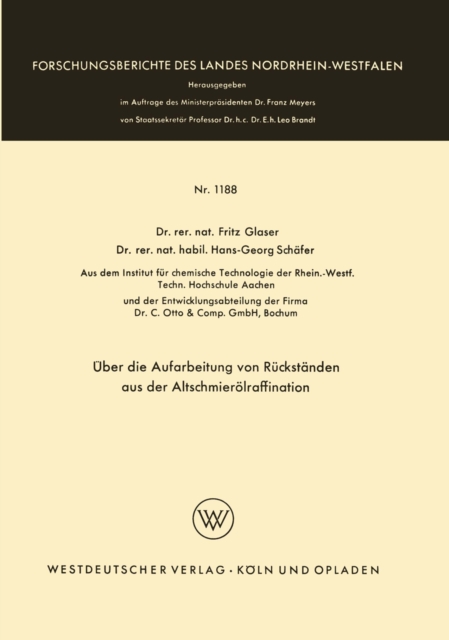 Über die Aufarbeitung von Rückständen aus der Altschmierölraffination