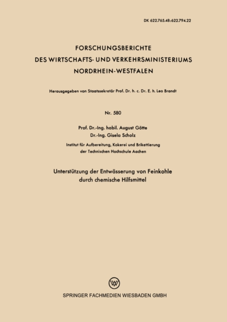 Unterstützung der Entwässerung von Feinkohle durch chemische Hilfsmittel