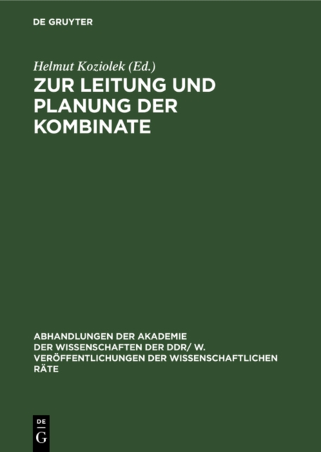 Zur Leitung und Planung der Kombinate