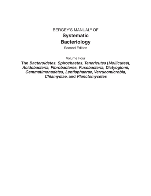 Bergey's Manual of Systematic Bacteriology