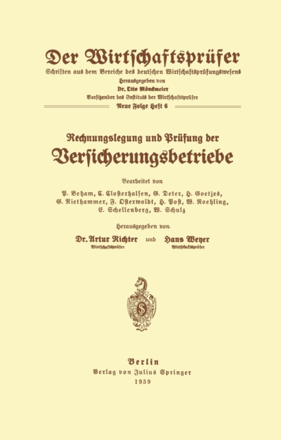 Rechnungslegung und Prüfung der Versicherungsbetriebe
