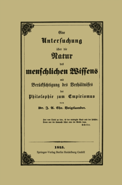 Eine Untersuchung über die Natur des menschlichen Wissens mit Berücksichtigung des Verhältnisses der Philosophie zum Empirismus