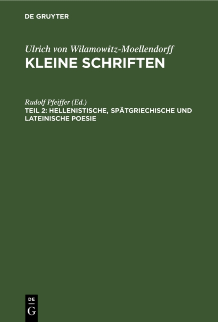 Hellenistische, spatgriechische und lateinische Poesie