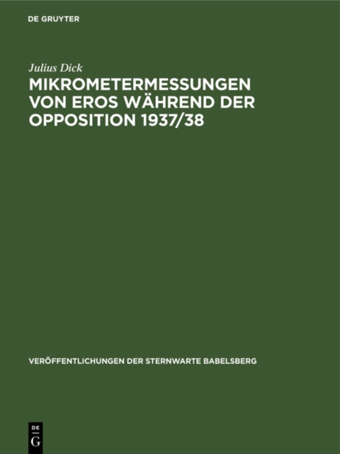 Mikrometermessungen von Eros wahrend der Opposition 1937/38
