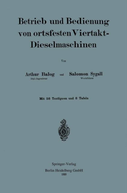 Betrieb und und Bedienung von ortsfesten Viertakt-Dieselmaschinen