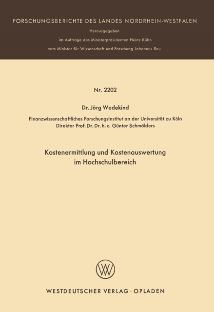 Kostenermittlung und Kostenauswertung im Hochschulbereich