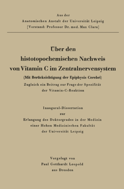 Über den histotopochemischen Nachweis von Vitamin C im Zentralnervensystem