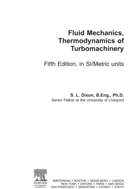 Fluid Mechanics and Thermodynamics of Turbomachinery
