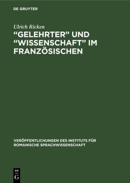  Gelehrter&quote; und  Wissenschaft&quote; im Franzosischen