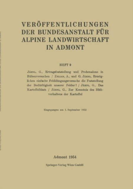 Veröffentlichungen der Bundesanstalt für alpine Landwirtschaft in Admont 9