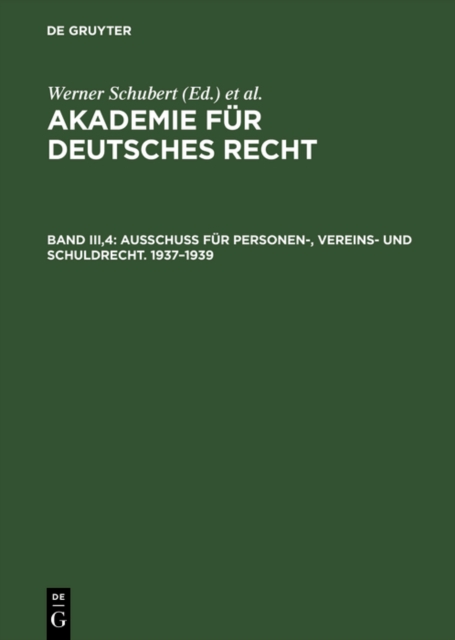 Ausschuß für Personen-, Vereins- und Schuldrecht. 1937–1939