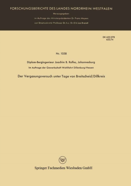 Der Vergasungsversuch unter Tage von Breitscheid/Dillkreis