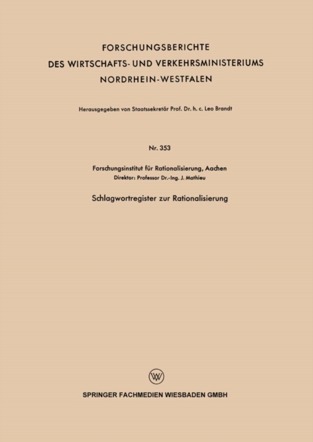 Schlagwortregister zur Rationalisierung