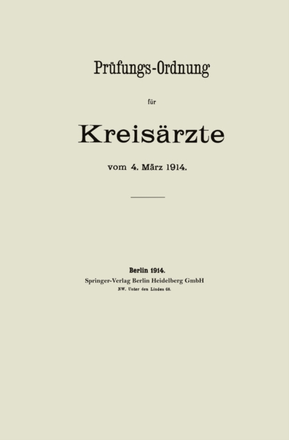 Prüfungs-Ordnung für Kreisärzte